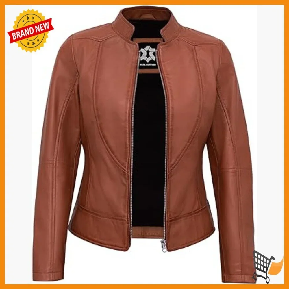 Lambskin Leather Motorcycle Jacket Women's Regular Fit Biker Style